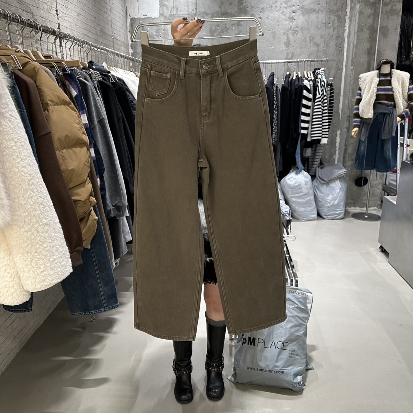 JUNI韓國代購㊣女士新款推薦真品人氣熱賣職業休閑牛仔褲加絨my juni牛仔褲圖色1