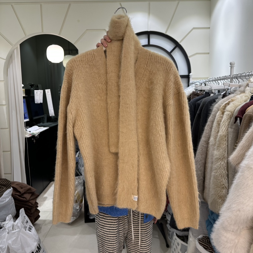 EGG IS韓國直郵㊣女士新品人氣25秋冬真品職業針織衫含脖帶EGG IS針織衫圖色1