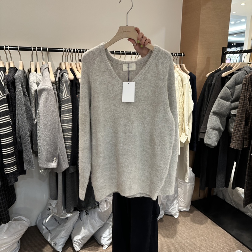 LE BUTTER東大門㊣實拍女裝新款真品人氣25秋冬針織衫羊駝毛V領LE BUTTER針織衫圖色2