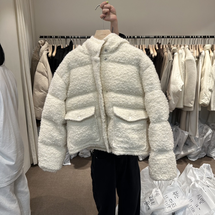 LE BUTTER韓國直郵㊣女士新款熱賣25秋冬短款羽絨服羊毛鴨絨LE BUTTER短款羽絨服圖色1