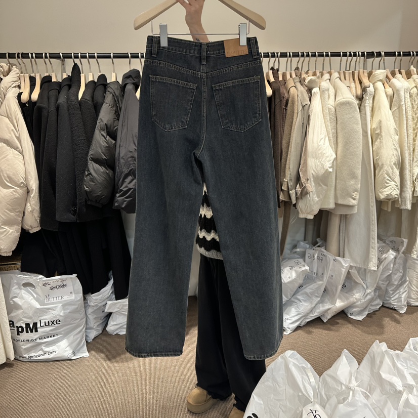 LE BUTTER韓國直郵㊣女裝新款人氣真品推薦熱賣牛仔褲拉絨LE BUTTER牛仔褲