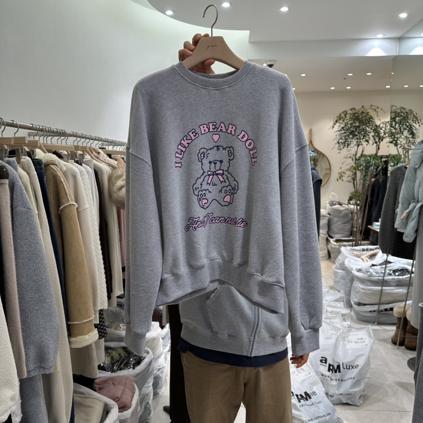 GRACIA韓國代購㊣女士新品熱賣真品人氣推薦時尚休閑衛衣加絨GRACIA衛衣圖色2