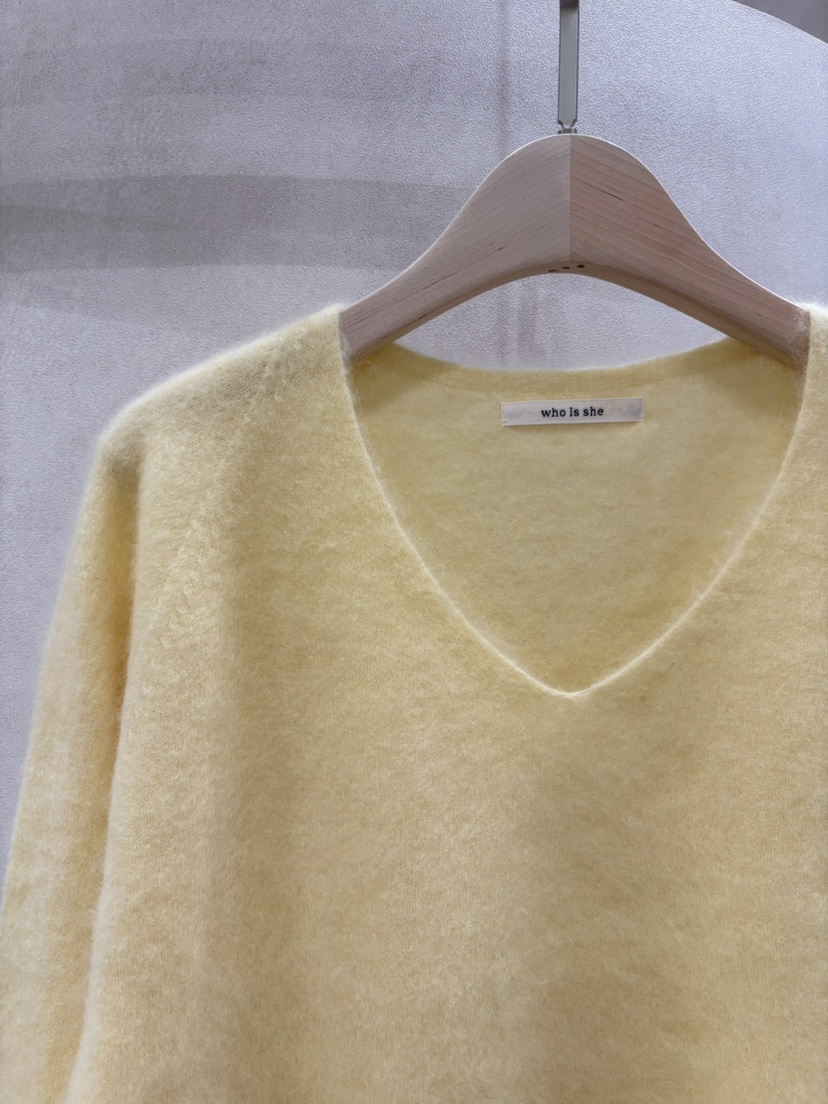 WHO IS SHE韓國直郵㊣女裝新款真品休閑職業針織衫安哥拉V領WHO IS SHE針織衫