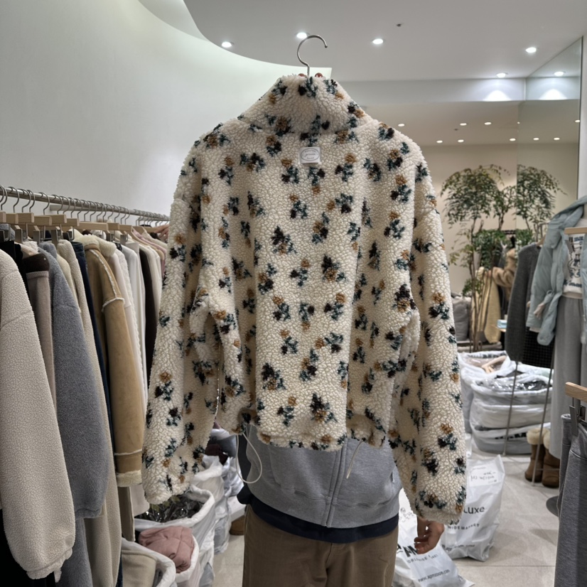 GRACIA韓國直郵㊣女裝新品25秋冬休閑職業衛衣抓絨拉鏈花朵GRACIA衛衣