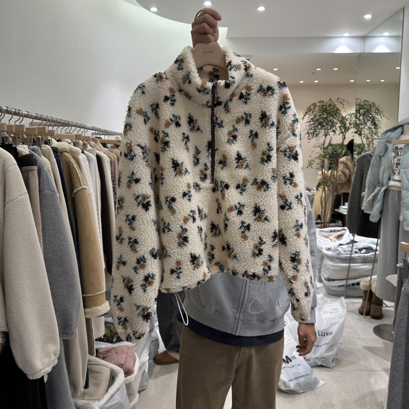 GRACIA韓國直郵㊣女裝新品25秋冬休閑職業衛衣抓絨拉鏈花朵GRACIA衛衣圖色1