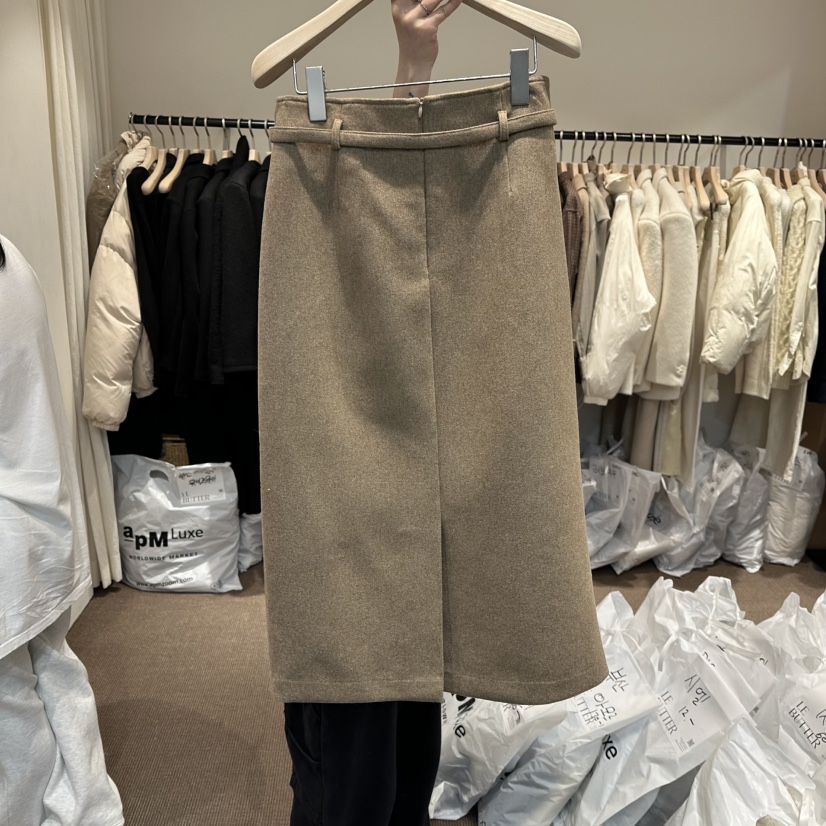 LE BUTTER韓國代購㊣女士新款職業休閑推薦時尚人氣長裙系帶LE BUTTER長裙