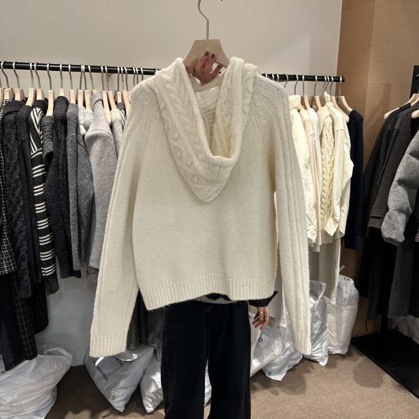 LE BUTTER韓國代購㊣女士新品熱賣針織衫連帽針織衫羊駝毛LE BUTTER針織衫