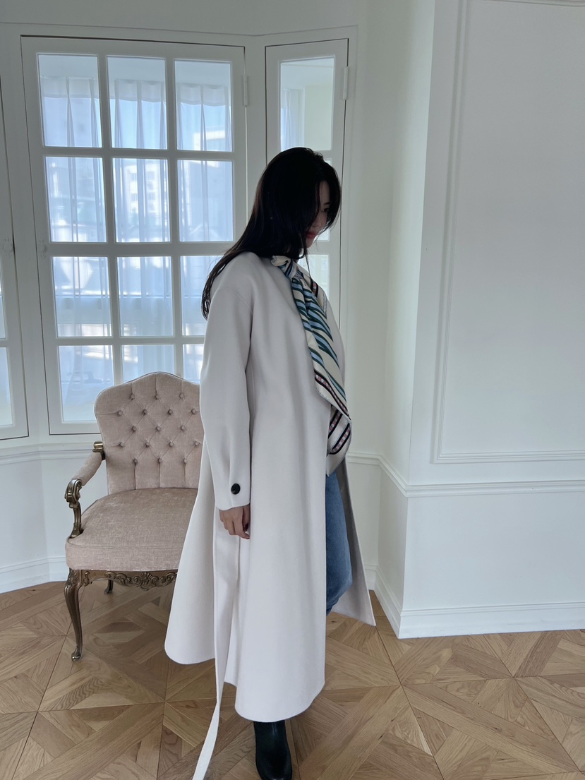 TRES BIEN韓國代購㊣女士新款25秋冬真品職業時尚中長款大衣TRES BIEN中長款大衣