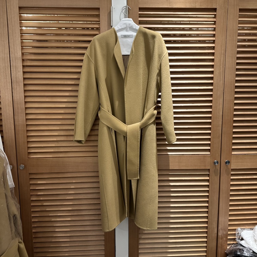 TRES BIEN韓國代購㊣女士新款25秋冬真品職業時尚中長款大衣TRES BIEN中長款大衣