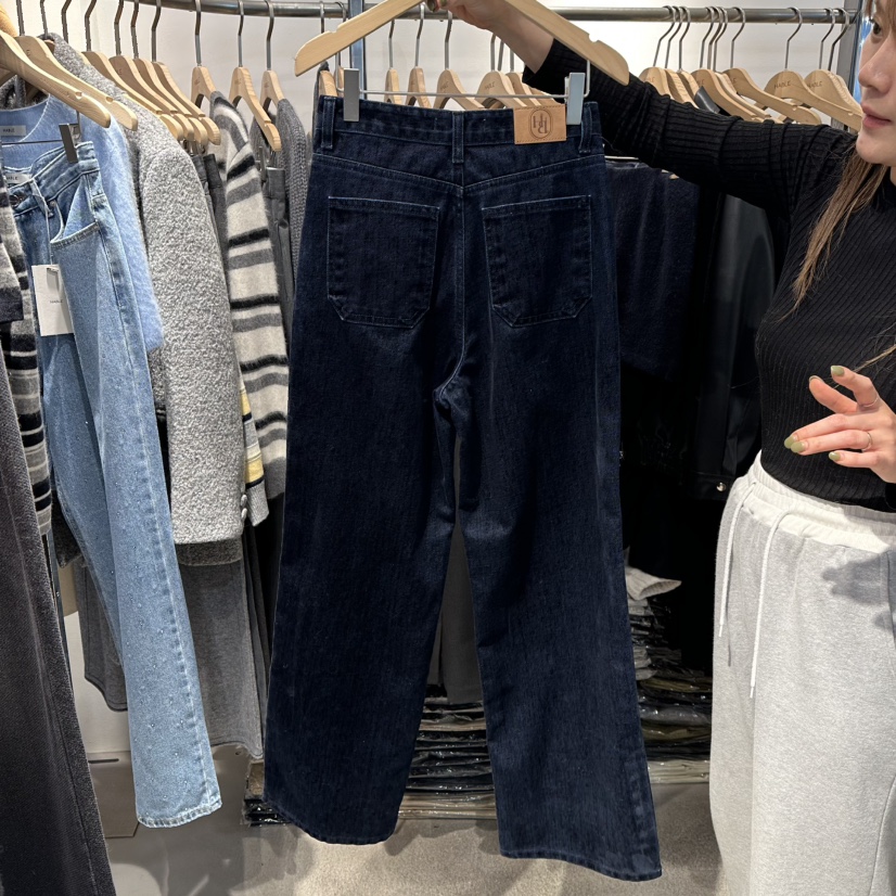 HABLE東大門㊣直郵女裝新品推薦25秋冬熱賣休閑牛仔褲天鵝絨HABLE牛仔褲