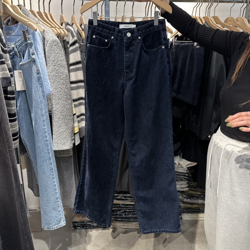 HABLE東大門㊣直郵女裝新品推薦25秋冬熱賣休閑牛仔褲天鵝絨HABLE牛仔褲圖色1