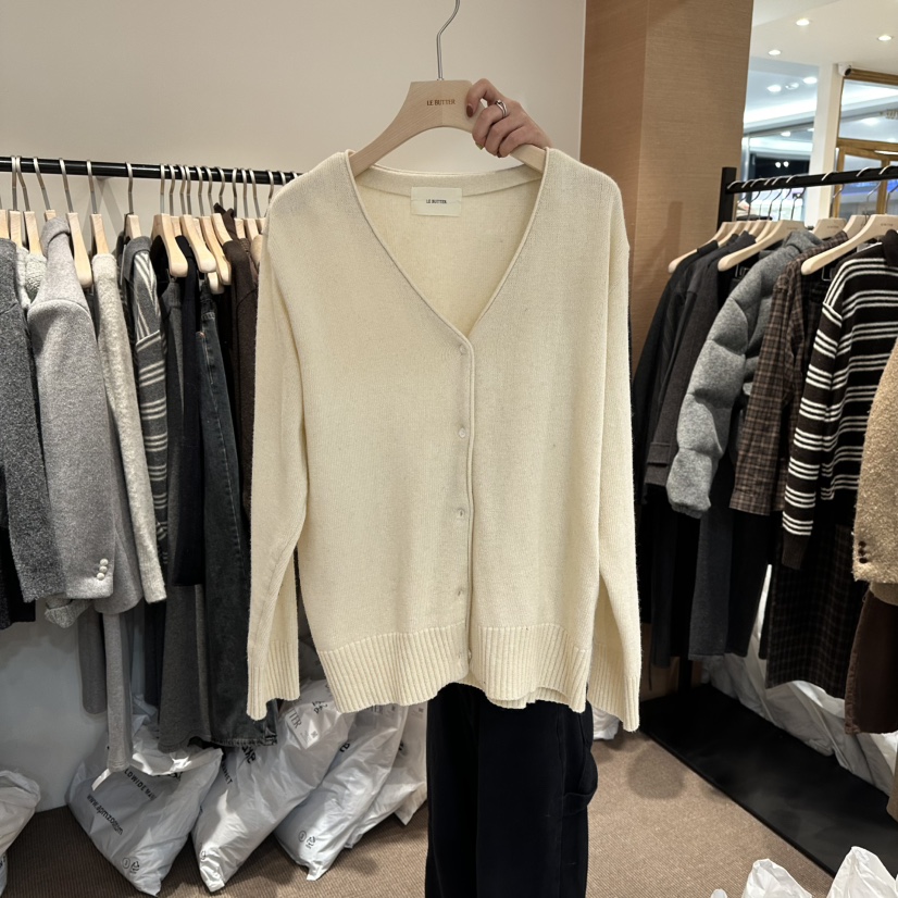 LE BUTTER東大門㊣實拍女士新款職業推薦針織衫V領羊毛開衫LE BUTTER針織衫圖色1
