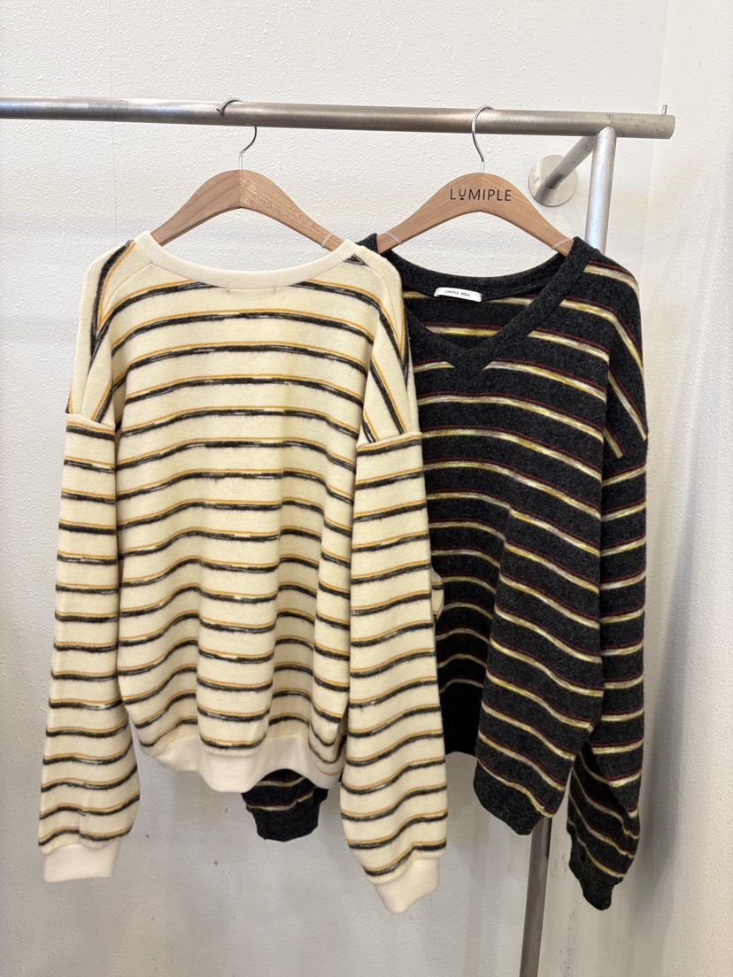 LUMIPLE東大門㊣實拍女裝新款熱賣人氣25秋冬時尚衛衣加絨條紋LUMIPLE衛衣