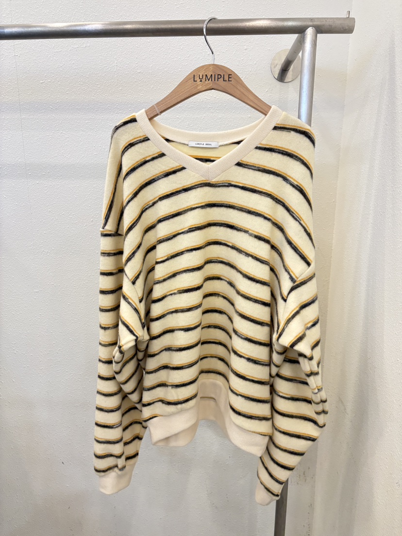 LUMIPLE東大門㊣實拍女裝新款熱賣人氣25秋冬時尚衛衣加絨條紋LUMIPLE衛衣圖色1