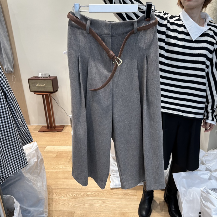 ZIPPER韓國直郵㊣女士新款25秋冬休閑短褲不含腰帶羊毛褶裥ZIPPER短褲圖色1