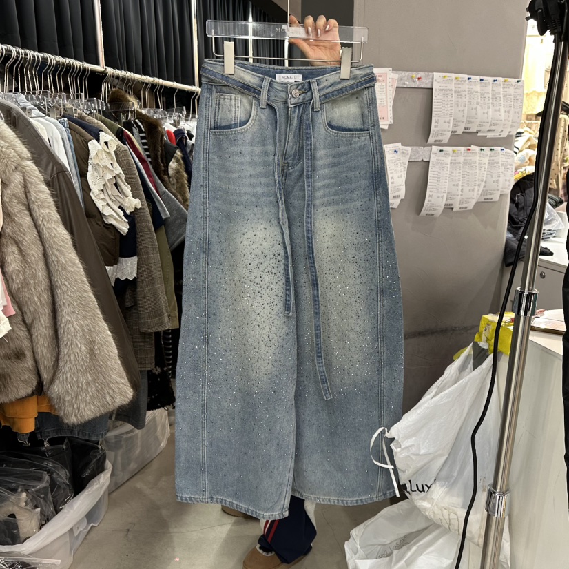 MOMAZU東大門㊣代購女裝新品職業推薦熱賣真品25秋冬牛仔褲加絨MOMAZU牛仔褲圖色1