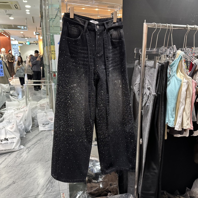 MOMAZU東大門㊣代購女裝新品職業推薦熱賣真品25秋冬牛仔褲加絨MOMAZU牛仔褲圖色2