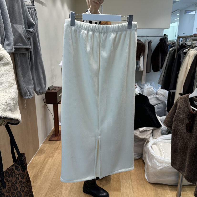 ZIPPER東大門㊣實拍女士新品休閑時尚職業長裙加絨抓絨羅紋ZIPPER長裙