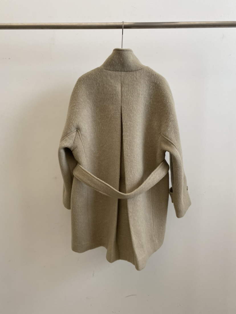 COCOMATON韓國代購㊣女士新品時尚熱賣休閑短款大衣含腰帶羊駝COCOMATON短款大衣