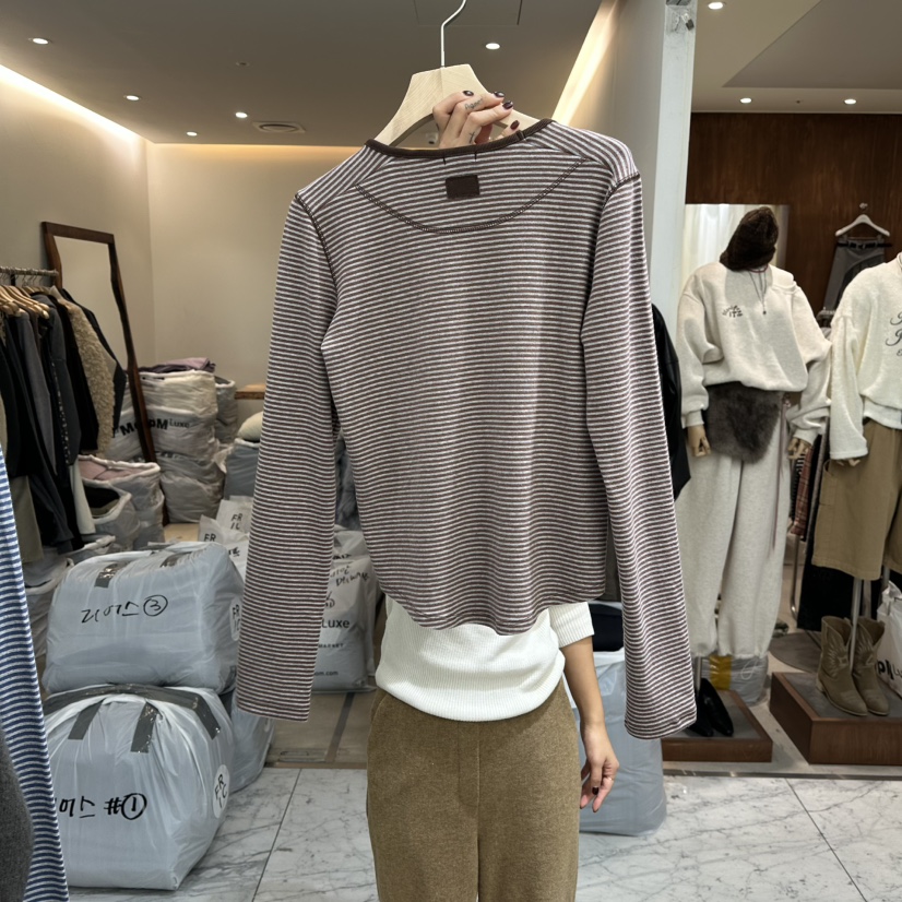 NOPSIS東大門㊣直郵女裝新款25秋冬推薦職業人氣真品長袖T恤NOPSIS長袖T恤