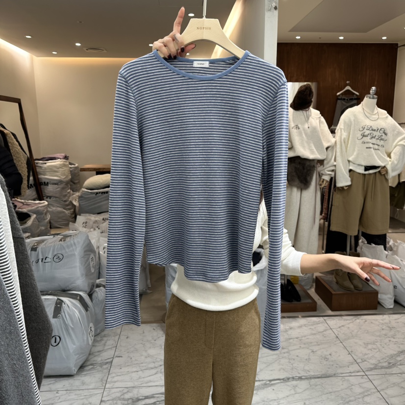 NOPSIS東大門㊣直郵女裝新款25秋冬推薦職業人氣真品長袖T恤NOPSIS長袖T恤圖色2