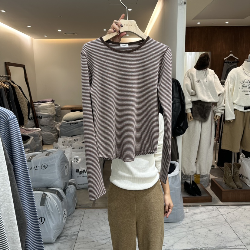 NOPSIS東大門㊣直郵女裝新款25秋冬推薦職業人氣真品長袖T恤NOPSIS長袖T恤圖色3