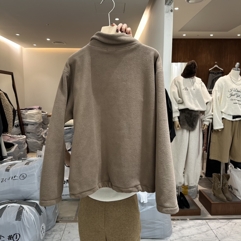 NOPSIS韓國直郵㊣女裝新品推薦熱賣職業休閑真品衛衣抓絨拉鏈NOPSIS衛衣