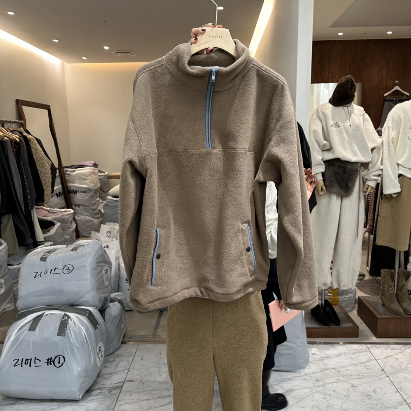 NOPSIS韓國直郵㊣女裝新品推薦熱賣職業休閑真品衛衣抓絨拉鏈NOPSIS衛衣圖色2
