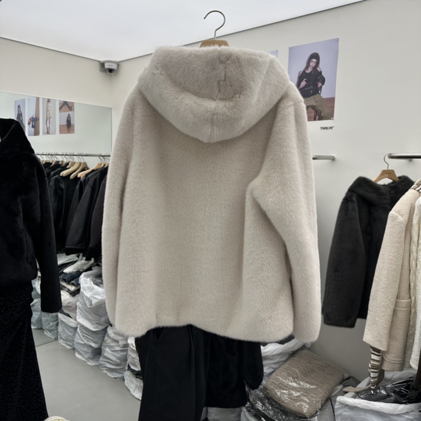 TWELVE韓國代購㊣女裝新款熱賣推薦短款大衣連帽衫拉鏈貂絨TWELVE短款大衣