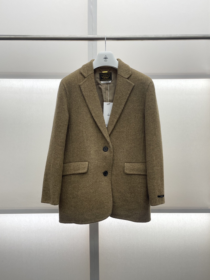 MILUI韓國直郵㊣女士新品職業真品人氣推薦25秋冬休閑短款大衣MILUI短款大衣