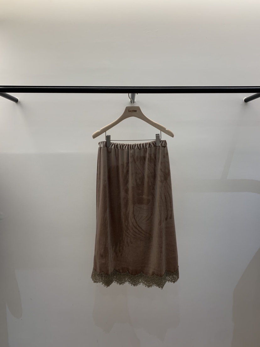 LA CREME東大門㊣實拍女士新品職業熱賣半身裙中短裙天鵝絨LA CREME半身裙/中短裙圖色1