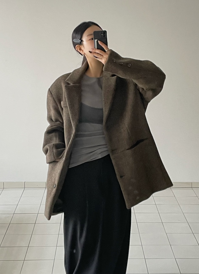 BYRING韓國代購㊣女士新品真品熱賣時尚25秋冬推薦夾克羊毛BYRING夾克圖色2