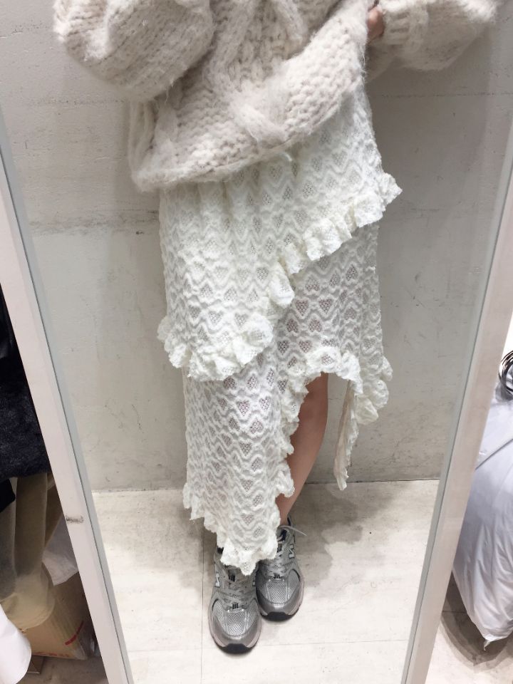 mars韓國代購㊣女士新品推薦人氣真品休閑半身裙中短裙荷葉邊mars半身裙/中短裙