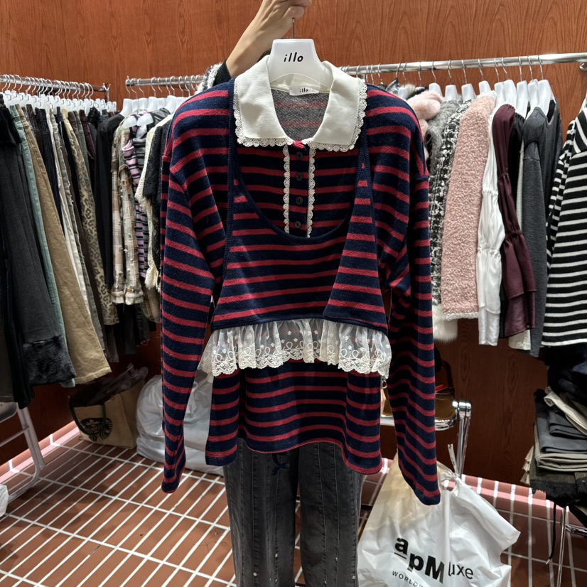 ILLO韓國代購㊣女士新款休閑人氣職業真品推薦套裝套裝條紋ILLO套裝圖色2