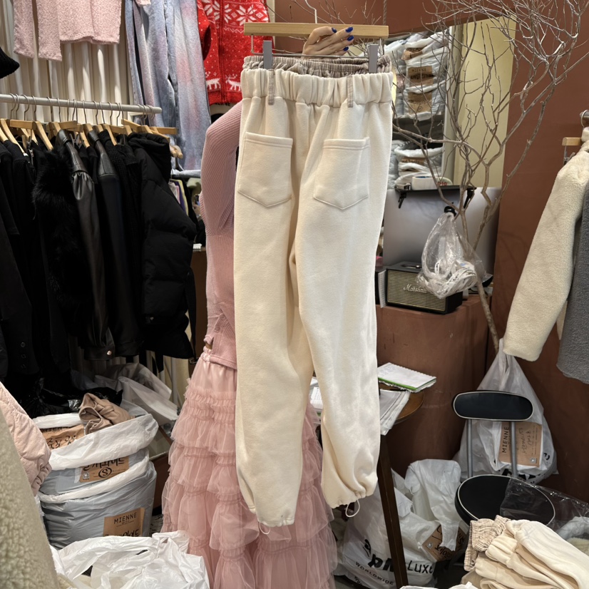 MIENNE東大門㊣代購女士新款真品25秋冬休閑褲加絨抓絨格紋MIENNE休閑褲