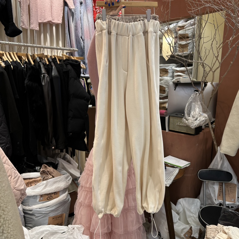 MIENNE東大門㊣代購女士新款真品25秋冬休閑褲加絨抓絨格紋MIENNE休閑褲圖色1