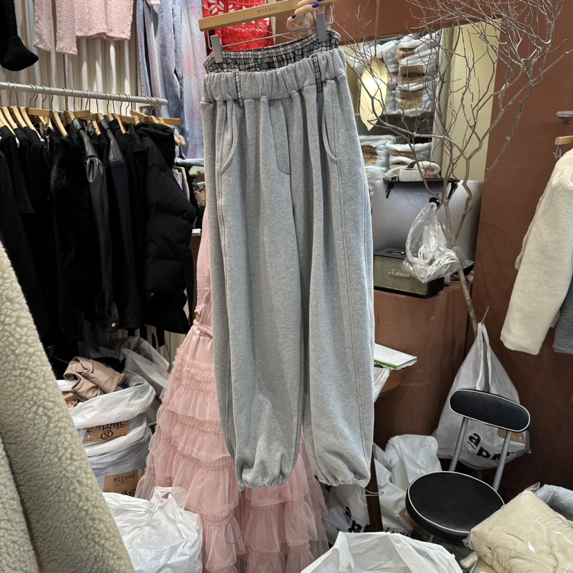 MIENNE東大門㊣代購女士新款真品25秋冬休閑褲加絨抓絨格紋MIENNE休閑褲圖色2