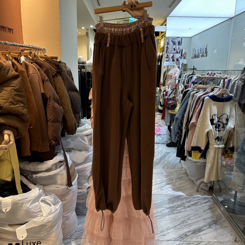 MIENNE東大門㊣代購女士新款真品25秋冬休閑褲加絨抓絨格紋MIENNE休閑褲圖色3