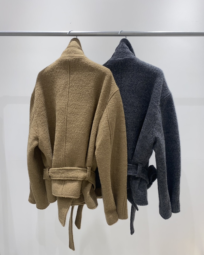 NOPROBLEM韓國直郵㊣女士新款職業人氣時尚熱賣短款大衣含腰帶NOPROBLEM短款大衣