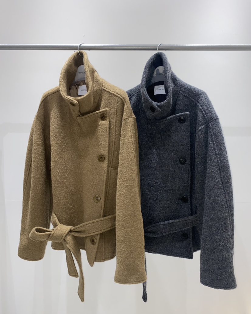 NOPROBLEM韓國直郵㊣女士新款職業人氣時尚熱賣短款大衣含腰帶NOPROBLEM短款大衣圖色2左二色