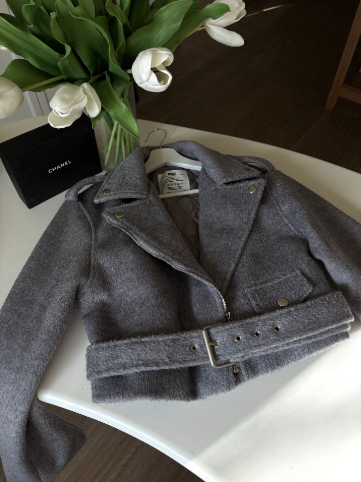 mars東大門㊣實拍女裝新款25秋冬真品職業人氣夾克含腰帶羊毛mars夾克