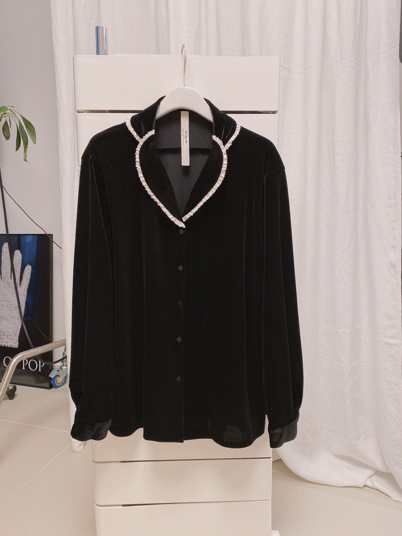 LETAILOR東大門㊣直郵女裝新品職業25秋冬襯衫蕾絲衫天鵝絨LETAILOR襯衫/蕾絲衫圖色1