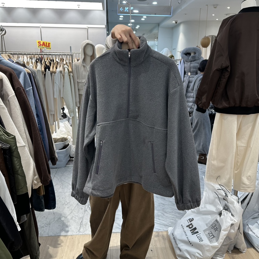 REVE-L韓國代購㊣女裝新品推薦職業人氣25秋冬衛衣抓絨拉鏈REVE-L衛衣圖色2