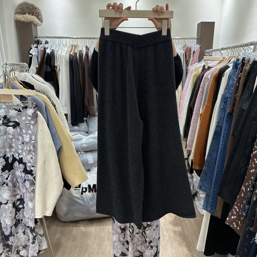 HANSUNGHYUN韓國代購㊣女裝新品25秋冬休閑褲針織褲羊毛寬松HANSUNGHYUN休閑褲