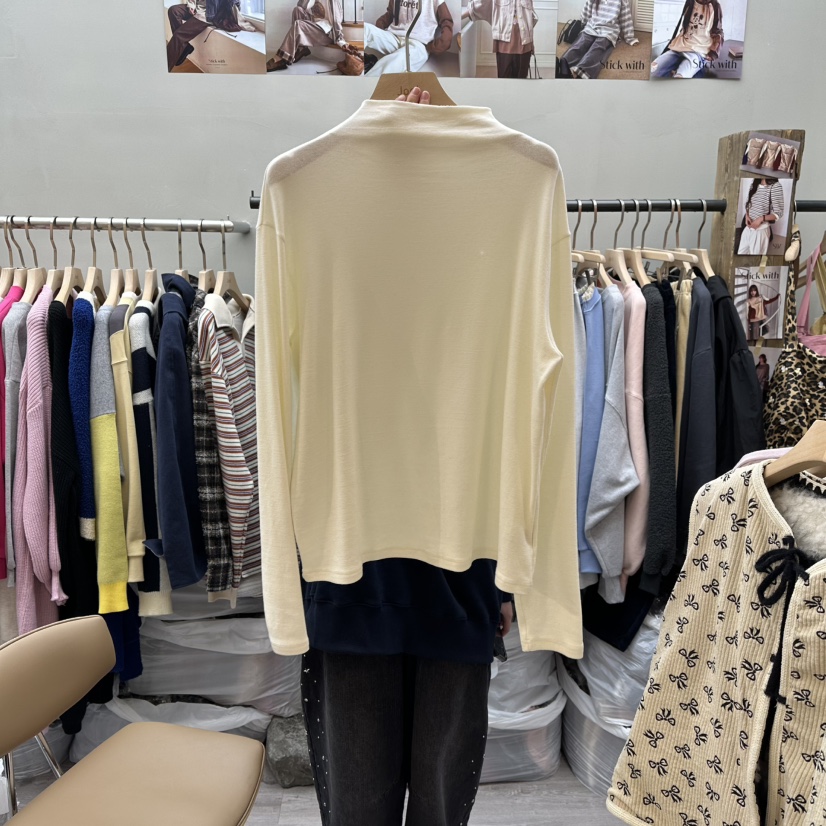 STICK WITH韓國直郵㊣女士新款真品時尚職業25秋冬長袖T恤STICK WITH長袖T恤圖色1