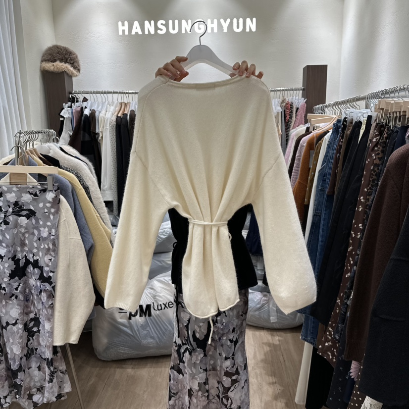 HANSUNGHYUN東大門㊣實拍女裝新款時尚熱賣針織衫羊毛圓領寬松HANSUNGHYUN針織衫
