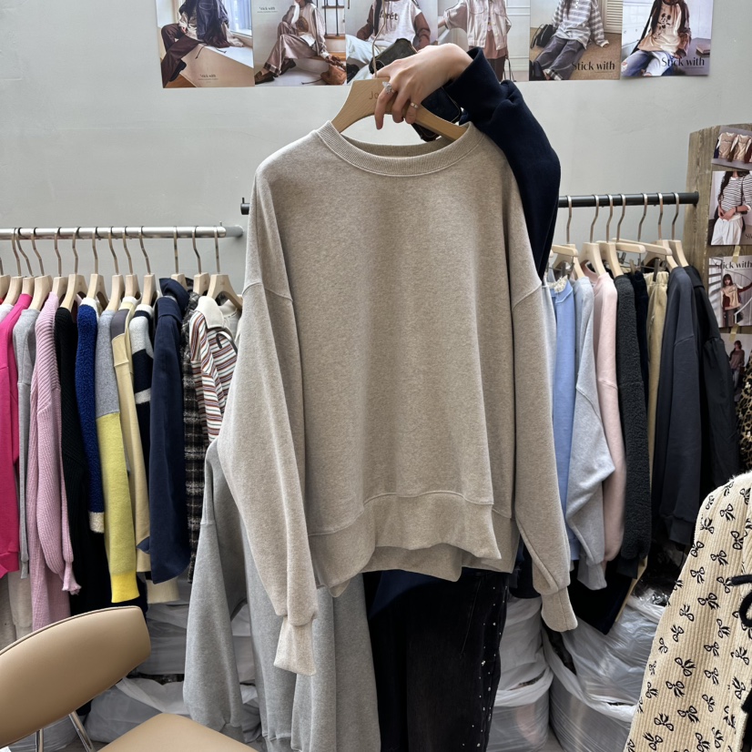 STICK WITH東大門㊣實拍女士新款推薦時尚真品熱賣衛衣加絨STICK WITH衛衣圖色5淺灰色