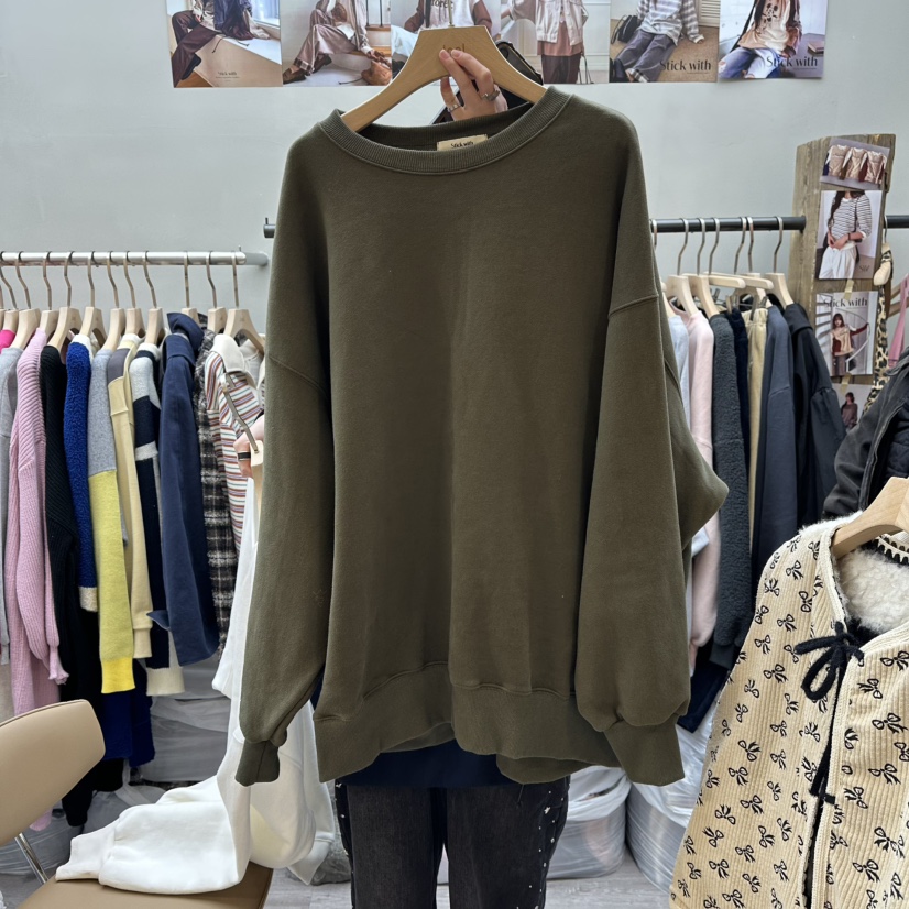 STICK WITH東大門㊣實拍女士新款推薦時尚真品熱賣衛衣加絨STICK WITH衛衣圖色6墨綠