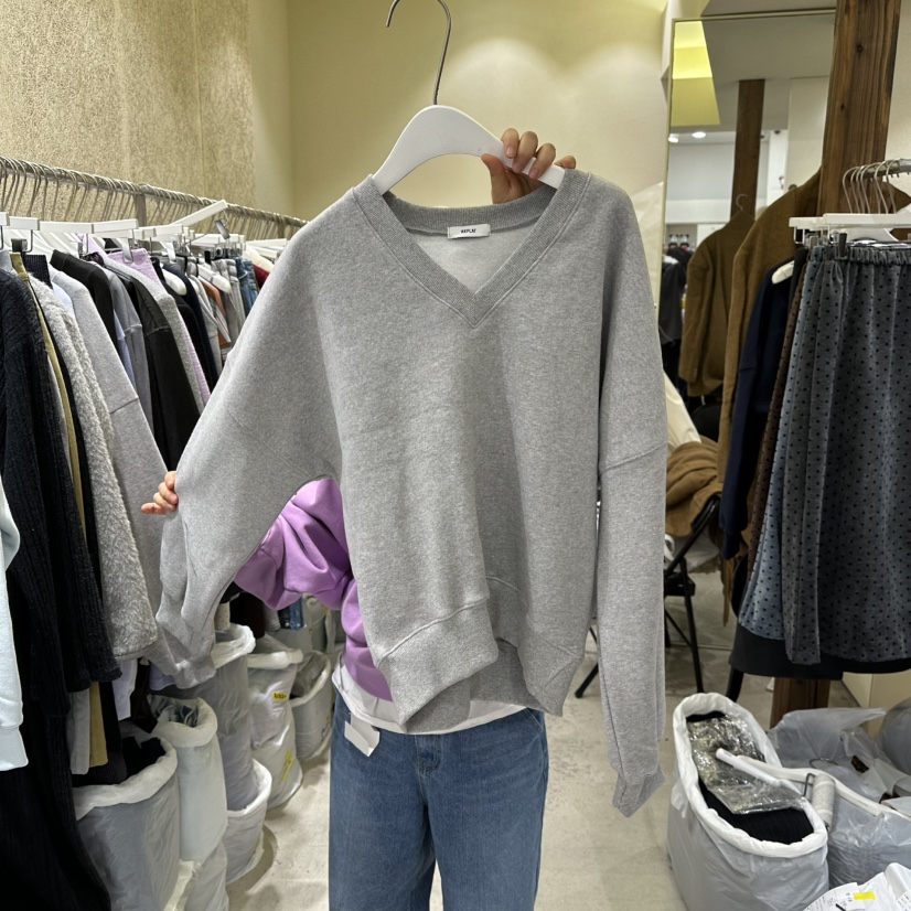 REFLAT東大門㊣實拍女士新品時尚職業25秋冬推薦衛衣V領加絨REFLAT衛衣圖色4