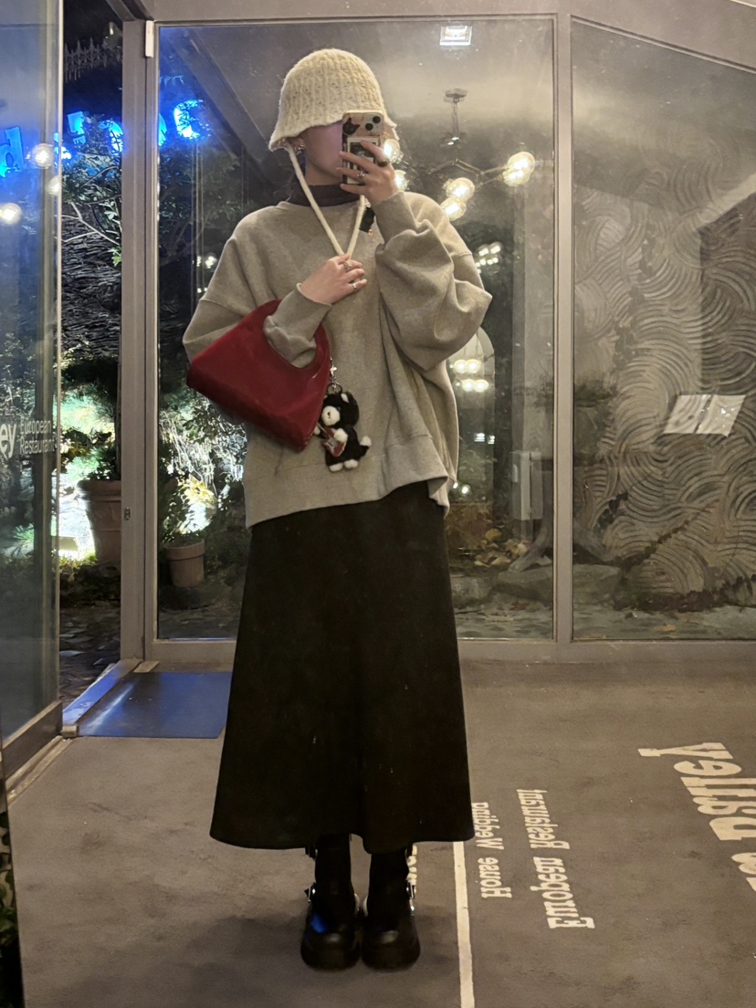 STICK WITH韓國代購㊣女士新品職業25秋冬推薦休閑長裙加絨STICK WITH長裙